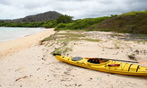 Kayak at Garrapatero beach Galapagos